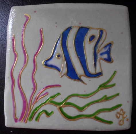 poslikava ploščic - ribica