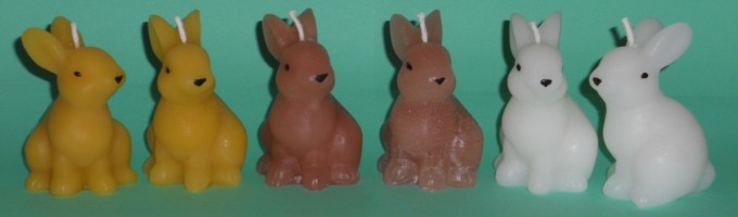 Svečke - zajčki - Zajčki - voščeni ter v rjavi in beli barvi