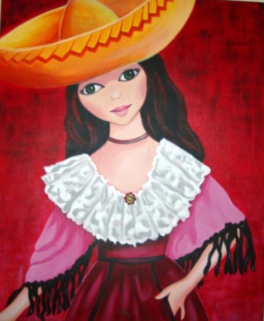 Mexican girl - Akril na platnu, 50 x 60
