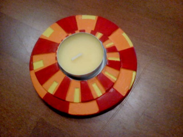 Svečniki iz gipsa - rdeče-oranžno-rumen, 3 eur