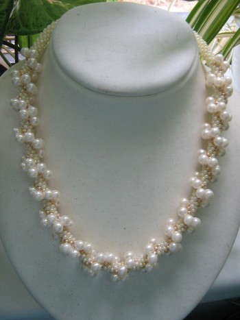 unikatno kvačkane ogrlice - unikatno kvačkana ogrlica, poročna ali za svečane priložnosti