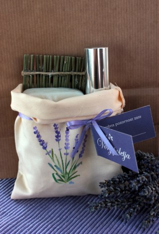 Sivkin darilni paketi - Darilni paket - sivkino milo, podstavek za milo iz sivkinih stebel in sivkina cvetna voda
