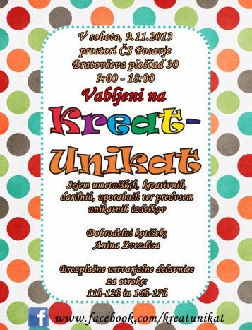 2. Kreat-Unikat - umetniški sejem s kreativnimi delavnicami za otroke - 