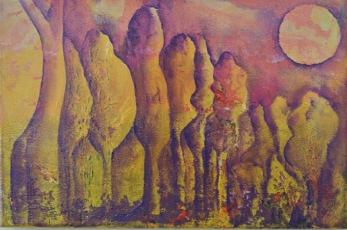 Gozd - original akril na platnu 24 x 30 cm