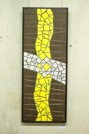 ZELENI KVADRAT - Mozaik 30cmx80cm - keramične ploščice na leseni podlagi - 
