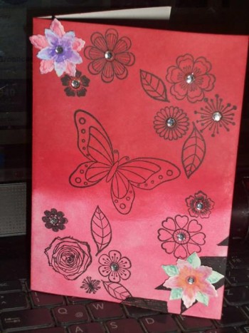 Voščilnica rdeče roza metuljčki - 
