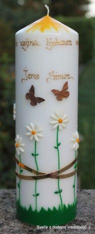 Poročna sveča z metuljčki - 