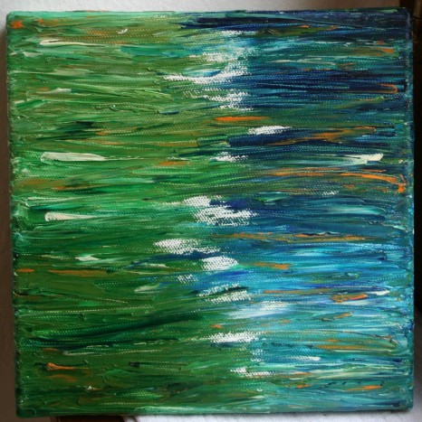 modro zelena abstraktna slika - Oljna slika