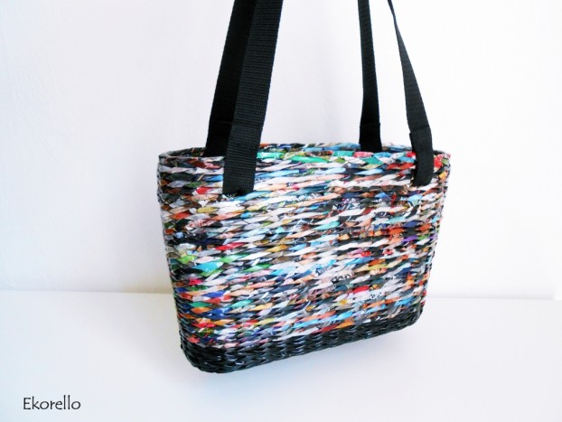 Pletena torba iz recikliranih revij - 