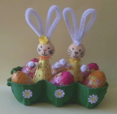 Zajček in zajklja - posodica za čokoladna jajčka ali pirhe - 