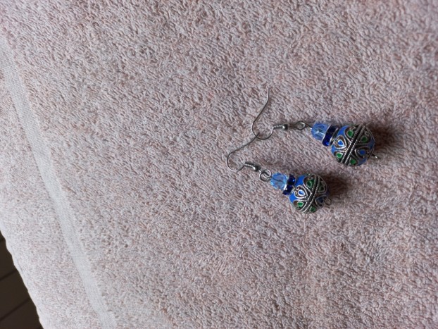 Orientalski uhaniveliki - Uhani z perlico orientalskega vzorca