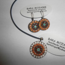 Indijanski komplet uhanov in  ogrlice - v mozaični tehniki