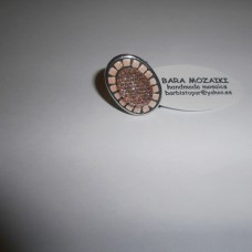 Ovalni prstan v barvi šampanjca - mozaična tehnika